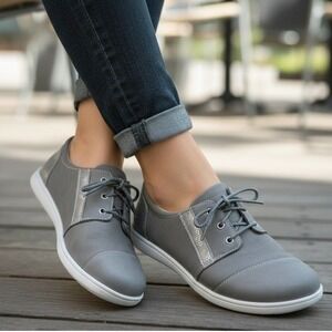 SAS Shoes Women Sz 8 W Gray Leather Lace Up Comfort Walking Sneaker Made‎ in USA